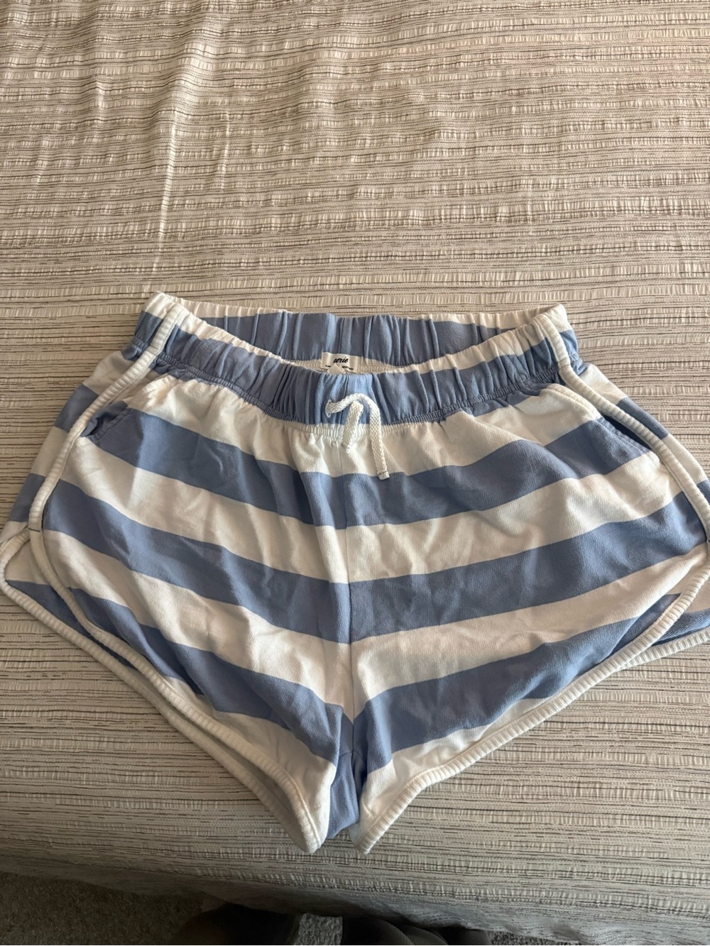 aerie Blue and White Striped High-Rise Lounge Shorts